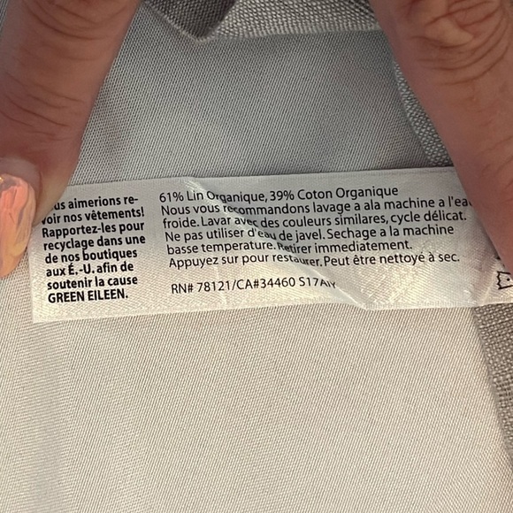 Eileen Fisher Shift Dress Size Large Gray Plaid Chambray Airy Organic Linen - Picture 12 of 13